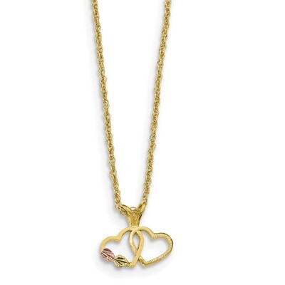 18 Inch Black Hills Gold Double Heart Necklace 10k Tri-color 10BH688-18, MPN: 10BH688-18, 319024558…