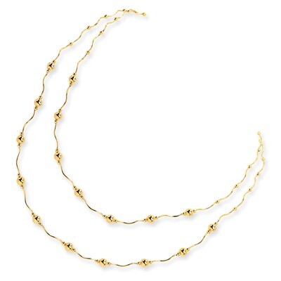 Double Spiral and Bead Necklace 14k Gold XF142-20