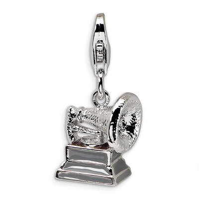 3-D Polished Phonograph Charm Sterling Silver QCC288 by Amore La Vita, MPN: QCC288, 883957332451