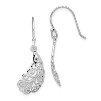 Filigree Leaf Dangle Earrings Sterling Silver Rhodium-plated QE15093, MPN: QE15093, 886774098180