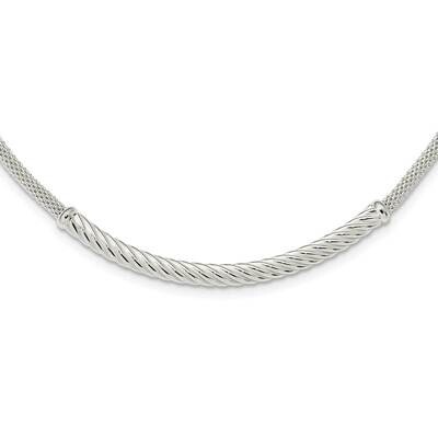 Twisted Bar Necklace 18 Inch Sterling Silver Polished QG5994-18, MPN: QG5994-18, 196904156322