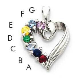 7 Genuine Stone Family Pendant 14k White Gold XMPW52/7GY, MPN: XMPW52/7GY, 883957150765
