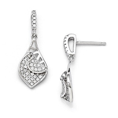 Dangle Post Earrings Sterling Silver &amp; Cubic Zirconia QMP1225, MPN: QMP1225, 883957050676