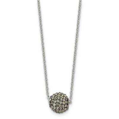Black Enamel Crystals 2 Inch Extension Necklace Stainless Steel Polished SRN1686-16 by Chisel, MPN:…