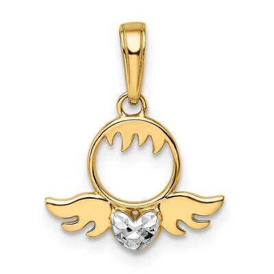 Heart &amp; Wings Pendant 14k Gold &amp; White Rhodium Diamond-Cut M2904, MPN: M2904, 196904082546