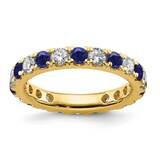 Si1/Si2 G H I &amp; Created Blue Sapphire Eternity Band 14k Gold Lab Grown Diamond ET0050-CSA-100-75YLG…