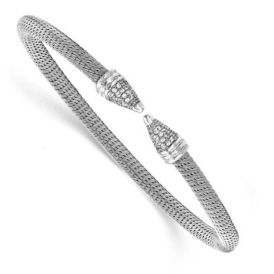 Fancy CZ Diamond Bangle Sterling Silver Polished QB975, MPN: QB975, 191101768101