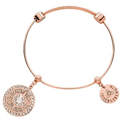 Nikki Lissoni Charm Bangle Rose Gold-Plated with Two Fixed Charms Inner Strength Blue Aztec 19cm 7.…