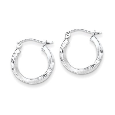 Satin Finish Hoop Earrings Sterling Silver Rhodium-plated QE4596, MPN: QE4596, 883957932095