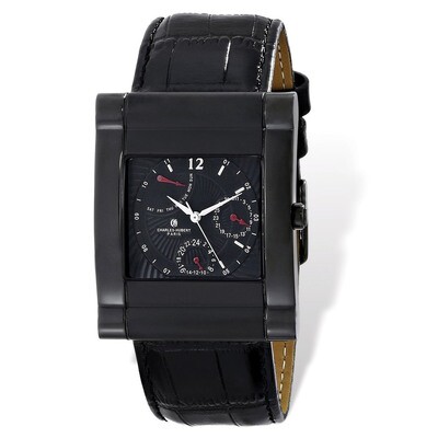 Charles Hubert IP Black Stainless Leather Band 35x43mm Watch Men&#39;s XWA4840, MPN: XWA4840, 848870006…