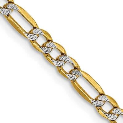 20 Inch 3.2mm Semi-Solid with Rhodium Pavc Figaro with Lobster Clasp Chain 14k Gold PWC080-20, MPN:…