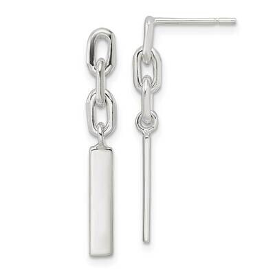 Bar Dangle Post Earrings Sterling Silver Polished QE16046, MPN: QE16046, 196904150467