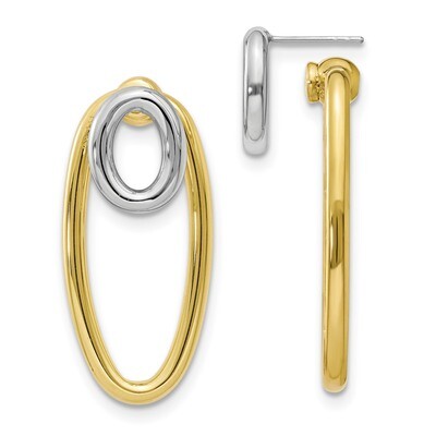 Leslie&#39;s Gold-tone Front Back Oval Post Earrings Sterling Silver HB-QLE1184, MPN: QLE1184,