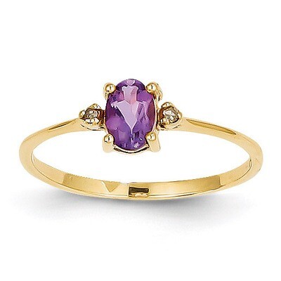 Diamond &amp; Amethyst Birthstone Ring 14k Gold XBR203, MPN: XBR203, 883957413457