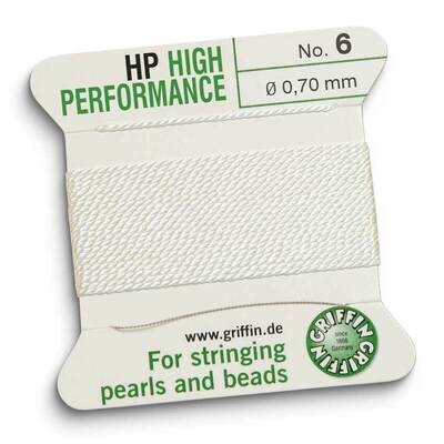 Griffin High Performance #6 White 0.70mm Diameter 2 Meter Bead Cord CRD881/6, MPN: CRD881/6, 841054…
