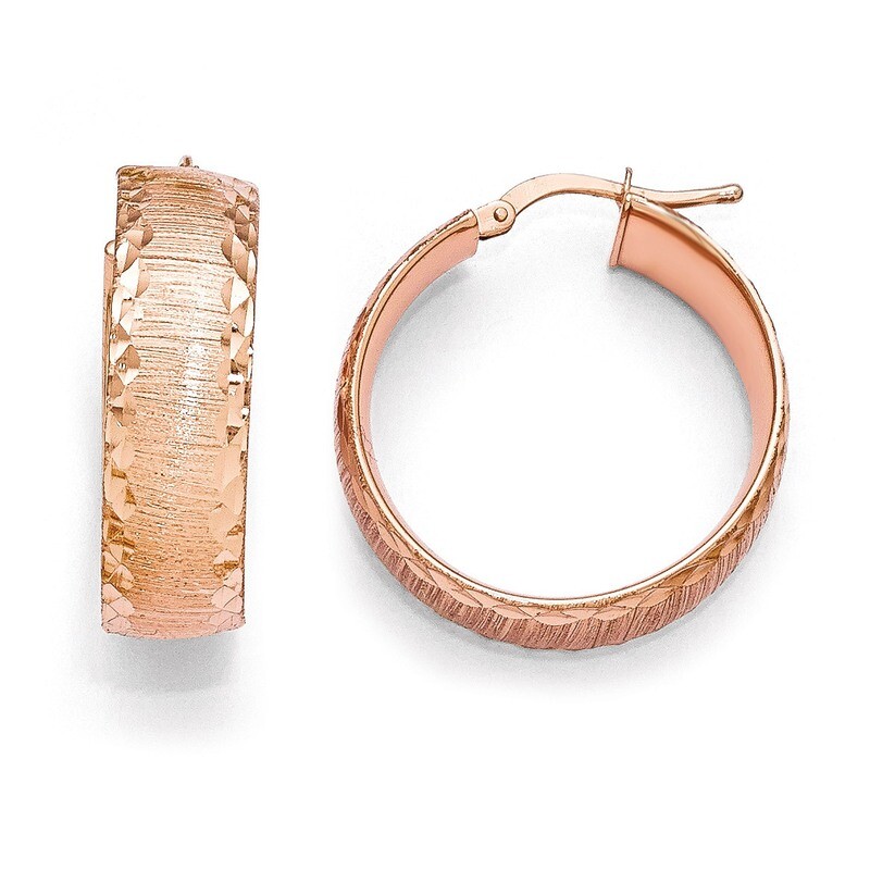 Diego Massimo Brushed Rose-tone Hoop Earring Bronze DME111