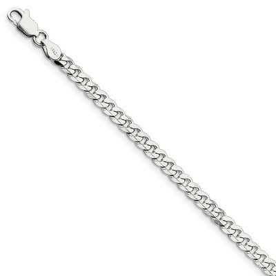8 Inch Plated 4.5mm Curb Chain Sterling Silver Rhodium QCB120R-8, MPN: QCB120R-8, 883957953021