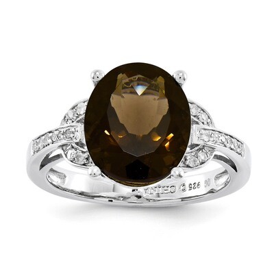 Smoky Quartz &amp; Diamond Ring Sterling Silver QR3320SQ, MPN: QR3320SQ, 883957679815