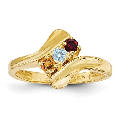 Genuine 3 Stone Mother&#39;s Ring 14k Gold XMR13/3GY