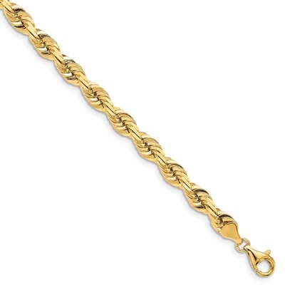 8 Inch 7.0mm Diamond-cut Quadruple Rope Chain 14k Yellow Gold QTR050-8, MPN: QTR050-8, 883957725789