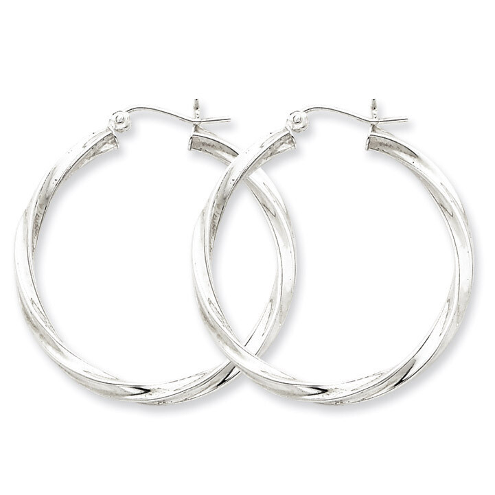 3.00mm Twisted Hoop Earrings Sterling Silver Rhodium-plated QE4586, MPN: QE4586, 883957931982