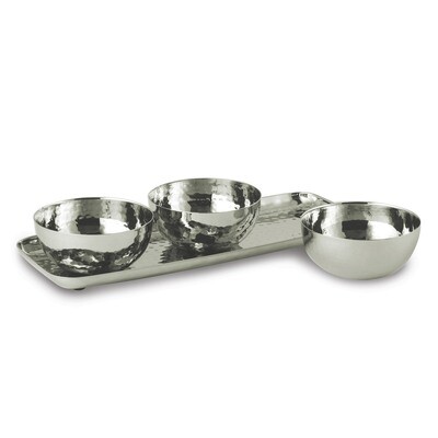 Hammered 3 Bowl Set with Tray Stainless Steel GM18237, MPN: GM18237, 15227725193