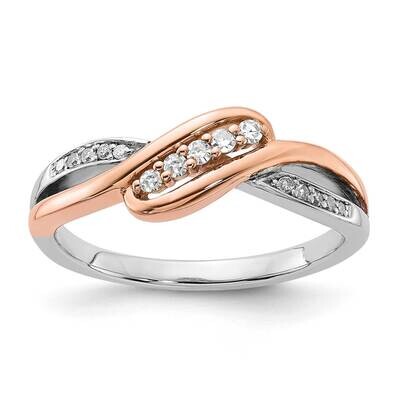 Sterling Silver and 10k Gold Rose Tone Polished Diamond Ring RLD3795-SSS43-7