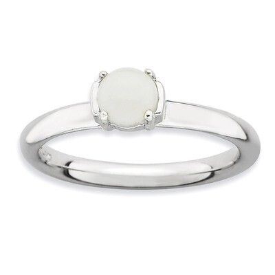 White Agate Ring - Sterling Silver Polished QSK621, MPN: QSK621, 886774219851