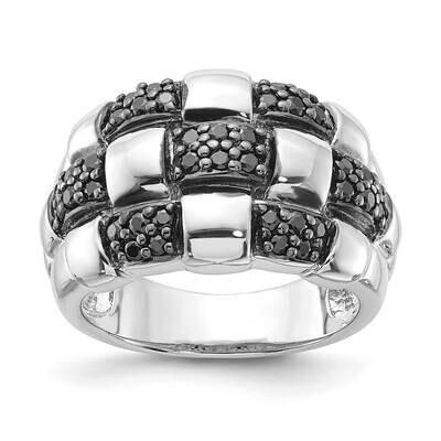 Sterling Silver Woven Black CZ Ring SSCMEI17799-7