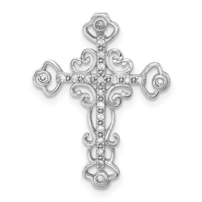 14k White Gold Polished Diamond Filigree Cross Chain Slide PXD2790-4WABS45