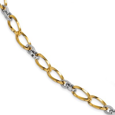 Leslie&#39;s Textured Link Bracelet 7.5 Inch 14k Two-tone Gold Polished HB-LF954-7.5, MPN: LF954-7.5, 1…