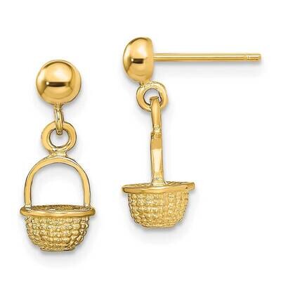 Mini Basket Drop Earrings 14k Gold 3-D TE796, MPN: TE796, 637218043323