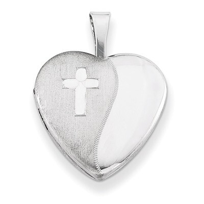 Diamond 16mm Diamond-cut Cross Heart Locket Sterling Silver QLS380, MPN: QLS380, 883957143354