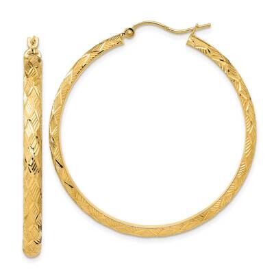 Textured Fancy Hoop Earrings 14k Gold Polished TC1038, MPN: TC1038, 883957983011