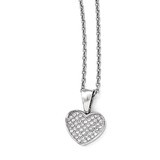 Heart Necklace w/2 ext Neck Sterling Silver &amp; Cubic Zirconia Polished QMP136-18, MPN: QMP136-18, 19…