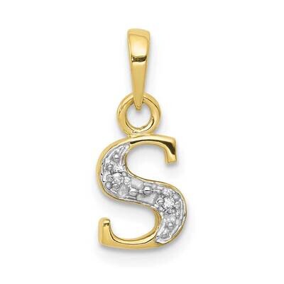 Diamond Initial S Charm 10k Gold and Rhodium 10YC250S, MPN: 10YC250S,
