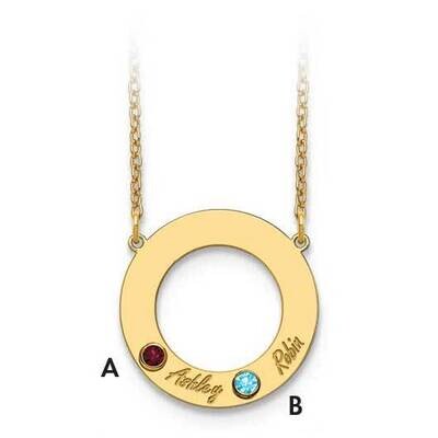 2 Name Cutout Circle Necklace with Birthstones Gold-plated  XNA880/2GP, MPN: XNA880/2GP,