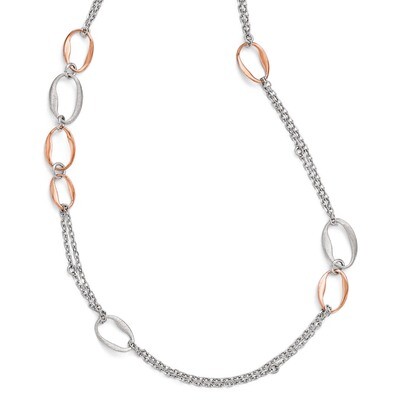 Leslie&#39;s Rose-plated Scratch-finish 2-Chain Necklace 31.5 Inch - Sterling Silver HB-QLF517-31.5, MP…