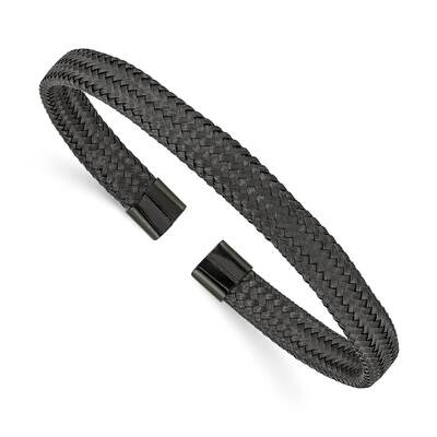 Black Ip-Plated 6.00mm Mesh Wire Cuff Bangle Stainless Steel Polished SRB2600, MPN: SRB2600, 191101…