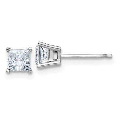 3/4ct. 4.0mm Princess D E F Pure Light Moissanite Earrings 14k White Gold WG364-8MP, MPN: WG364-8MP…