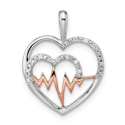 White and Rose Heart with Beat Diamond Pendant 14k Two-Tone Gold PM8539-005-WRA, MPN: PM8539-005-WR…