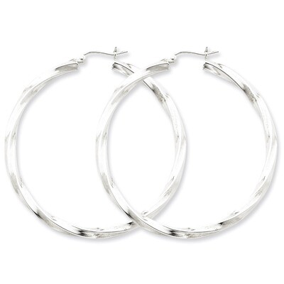 3mm Polished Twisted Hoop Earrings Sterling Silver Rhodium-plated QE4589, MPN: QE4589, 883957932019