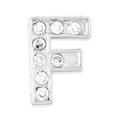 CZ Initial F Charm Sterling Silver QC6527F