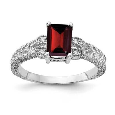 7x5mm Emerald Cut Garnet Diamond Ring 14k White Gold Y2266GA_AA, MPN: Y2266GA_AA, 883957621449