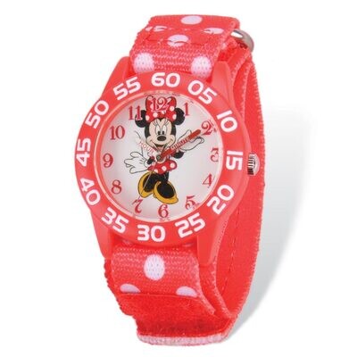 Disney Minnie Mouse Acrylic Case Red Velcro Time Teacher Watch  XWA4951, MPN: XWA4951, 843231079663