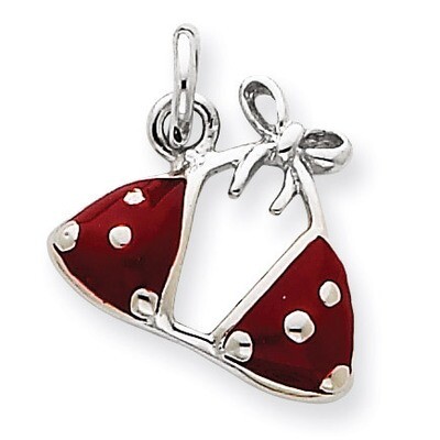 Red Bikini Top Charm Sterling Silver Enameled QC3982, MPN: QC3982, 883957976600