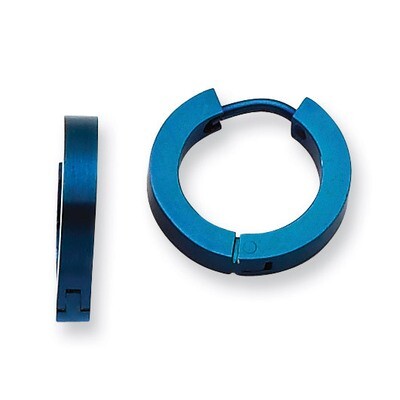 Blue IP-plated Hinged Hoop Earrings - Stainless Steel SRE371 by Chisel, MPN: SRE371, 886774038964