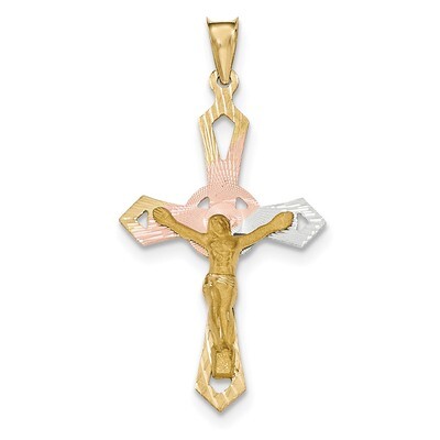Crucifix Cross Pendant 14k Gold &amp; Rhodium K5538, MPN: K5538, 191101365232