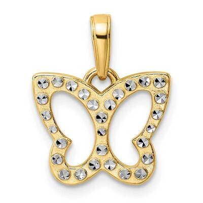 Butterfly Pendant 14k Gold and White Rhodium Diamond-Cut M2969, MPN: M2969, 196904082485