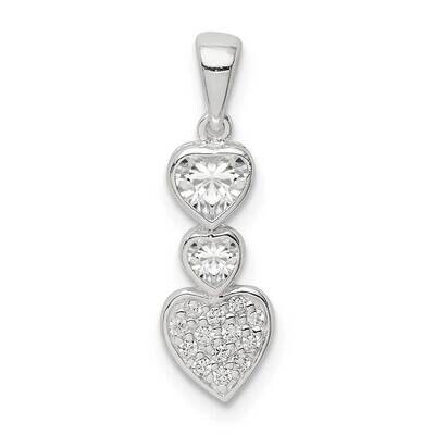 Hearts Pendant Sterling Silver CZ Diamond QP5276, MPN: QP5276, 883957939933